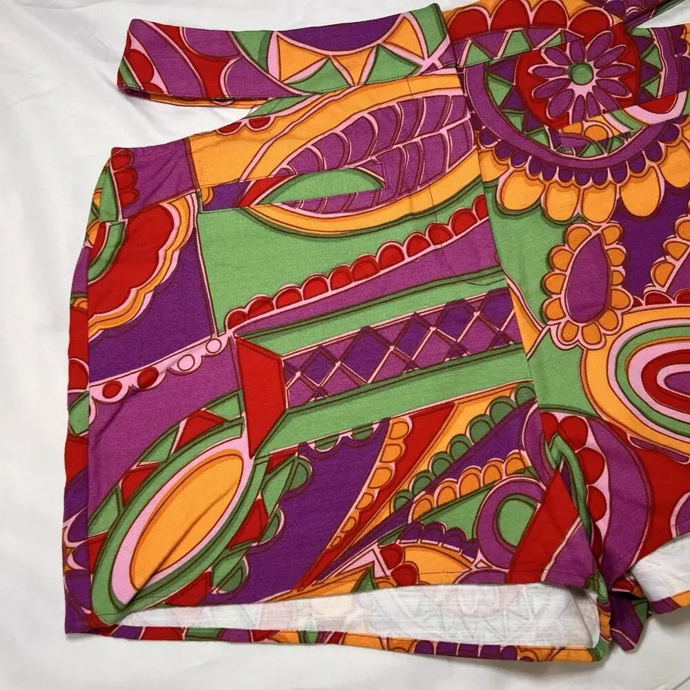 ba&sh Cutout Shorts Women Size US 8 Abstract Fuchsia High Rise Summer Resort NWT